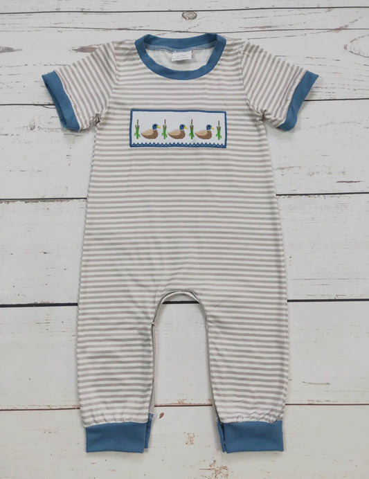 Boys Embroidered Duck Romper