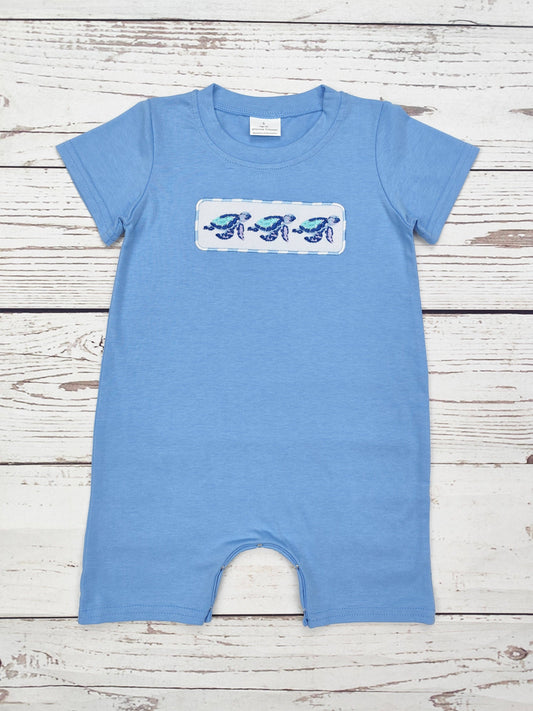 Baby Boy Sea Turtle Appliqué Romper