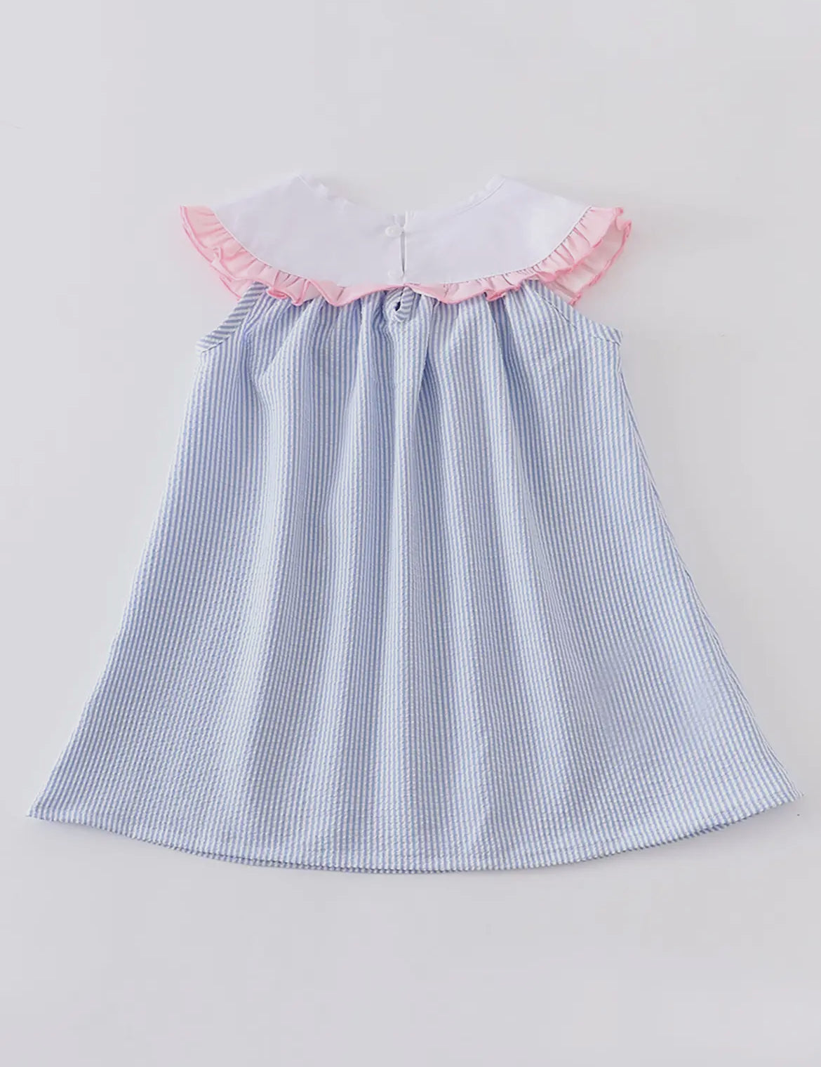 Smocked Blue Easter Embroidered Bunny Dress