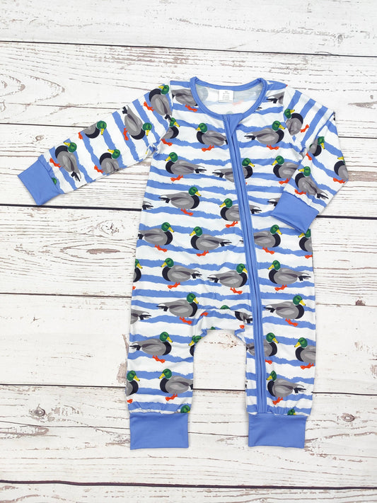 Baby Boy Duck Print Zippy Sleeper